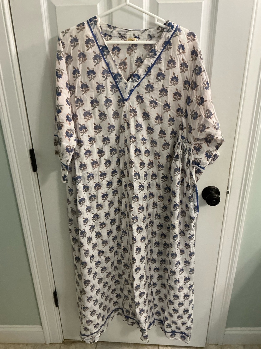 Matta New York block print maxi caftan coverup dress OS